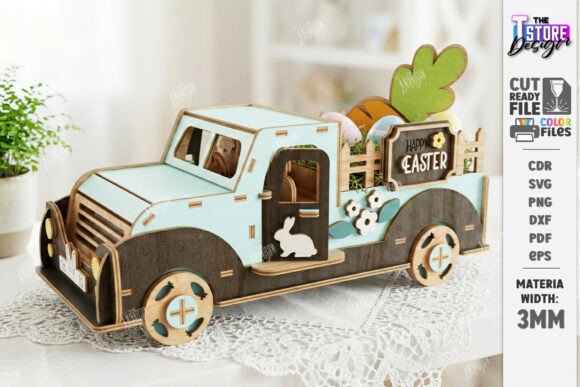 Download 3D Easter Truck with Eggs Laser Cut Svg - Easter truck Collection